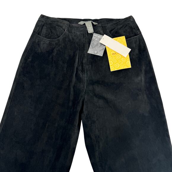 Jessica Holbrook Suede‎ High Waist Straight Leg Pants  Black NWT Size 14 - Picture 4 of 8